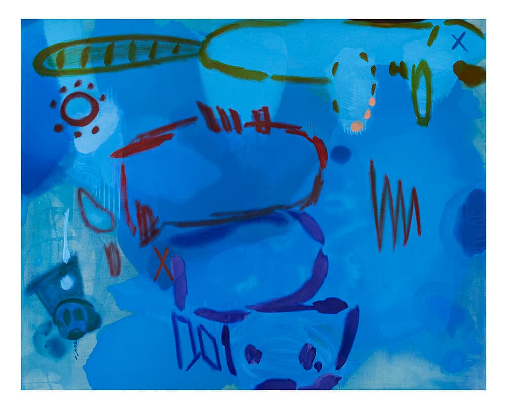박경률, 〈그림95(청색)〉, 2021. 생천에 아크릴과 오일, 182 x 227 cm.이미지 출처: 원앤제이 갤러리
