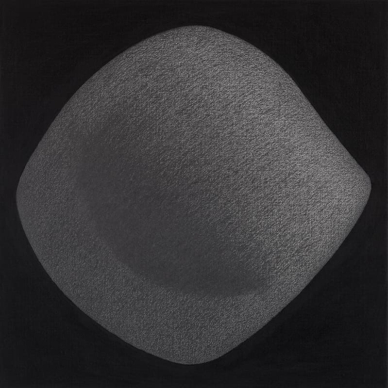 1999 RQ36, 45.5x45.5cm, gouache, graphite, conte on canvas, 2021
