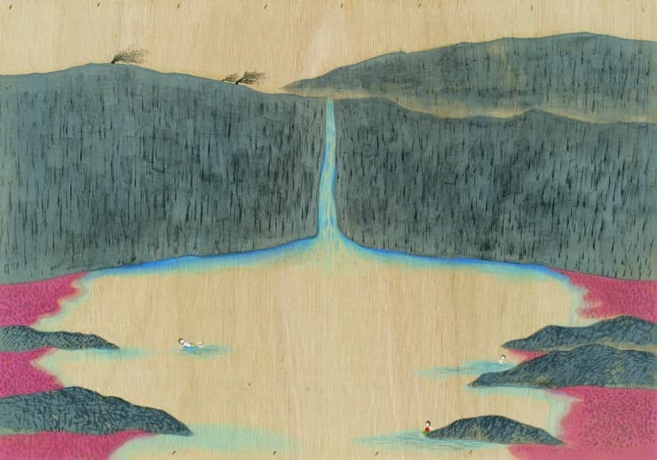 소소한 풍경3 2015 나무위에 수묵채색,목탄  73x51cm