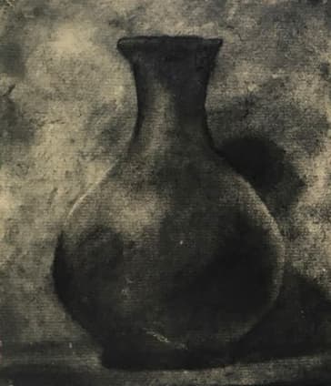 서윤아, 도자기01, 27.3x22cm, 장지에 목탄, 2018