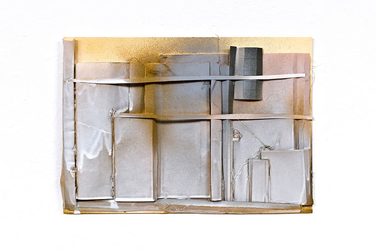 ‘Untitled’ (Grey relief after VKhUTEMAS) [A] 2019 Paper and spray paint on card mounted on plywood 21 x 30 x 2 cm