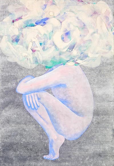 오경진, 반중력 상태, 72x50cm, 순지에 수묵채색, 2017