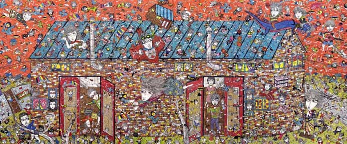 임태규, EREHWON, 2009, 한지에 먹, 채색, 346x828cm