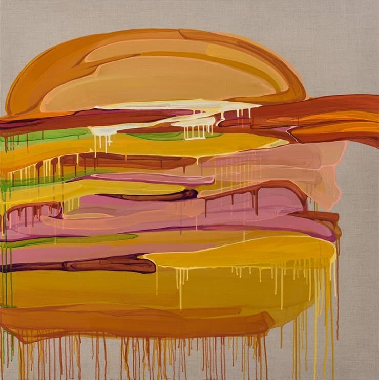 정예솜, Signature burger, acrylic on linen, 130.3 x 130.3 cm, 2016