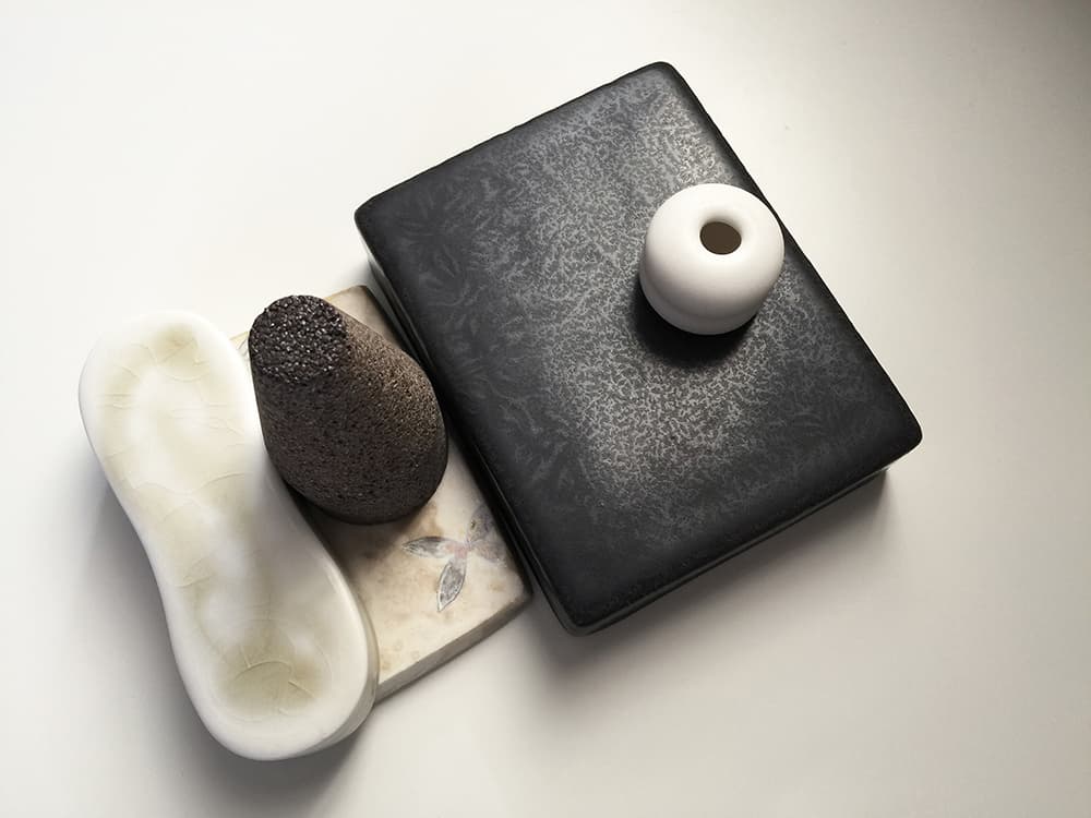 이재원 Embrodery of Asian Night porcelain, stone, slab-built, wheel-thrown, inlay h.10x 23x16.5cm 2016