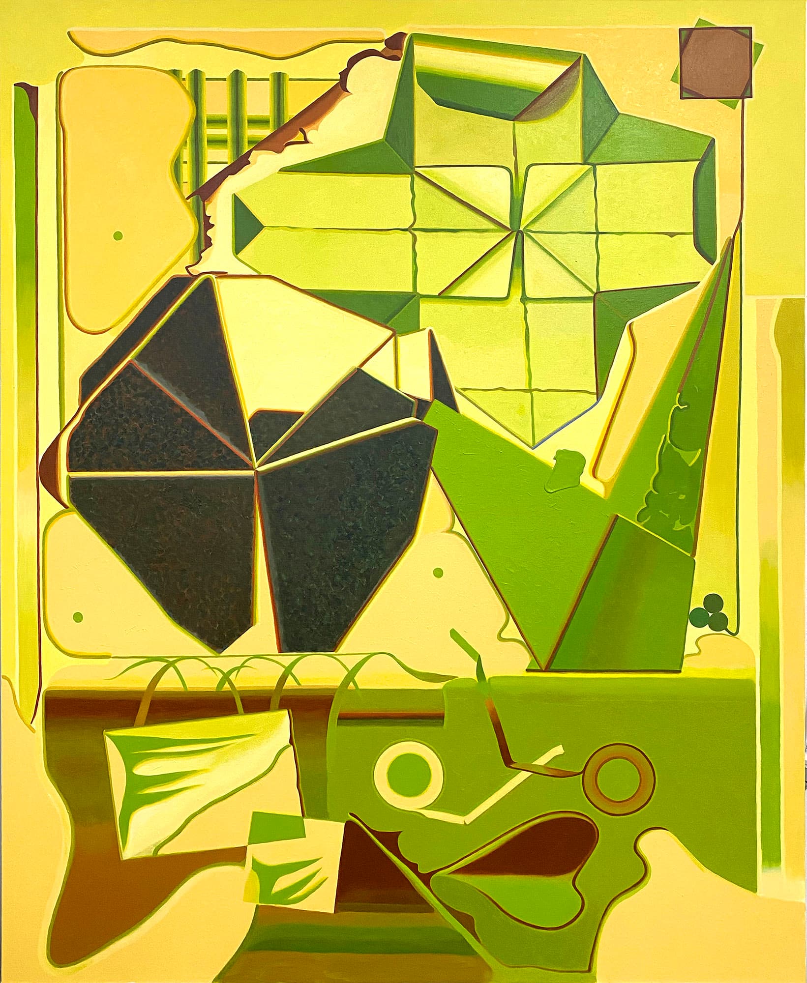 박정혜, <Mellow SUN>, 2018, 린넨에 아크릴, 우드패널, 162.2x130.3cm