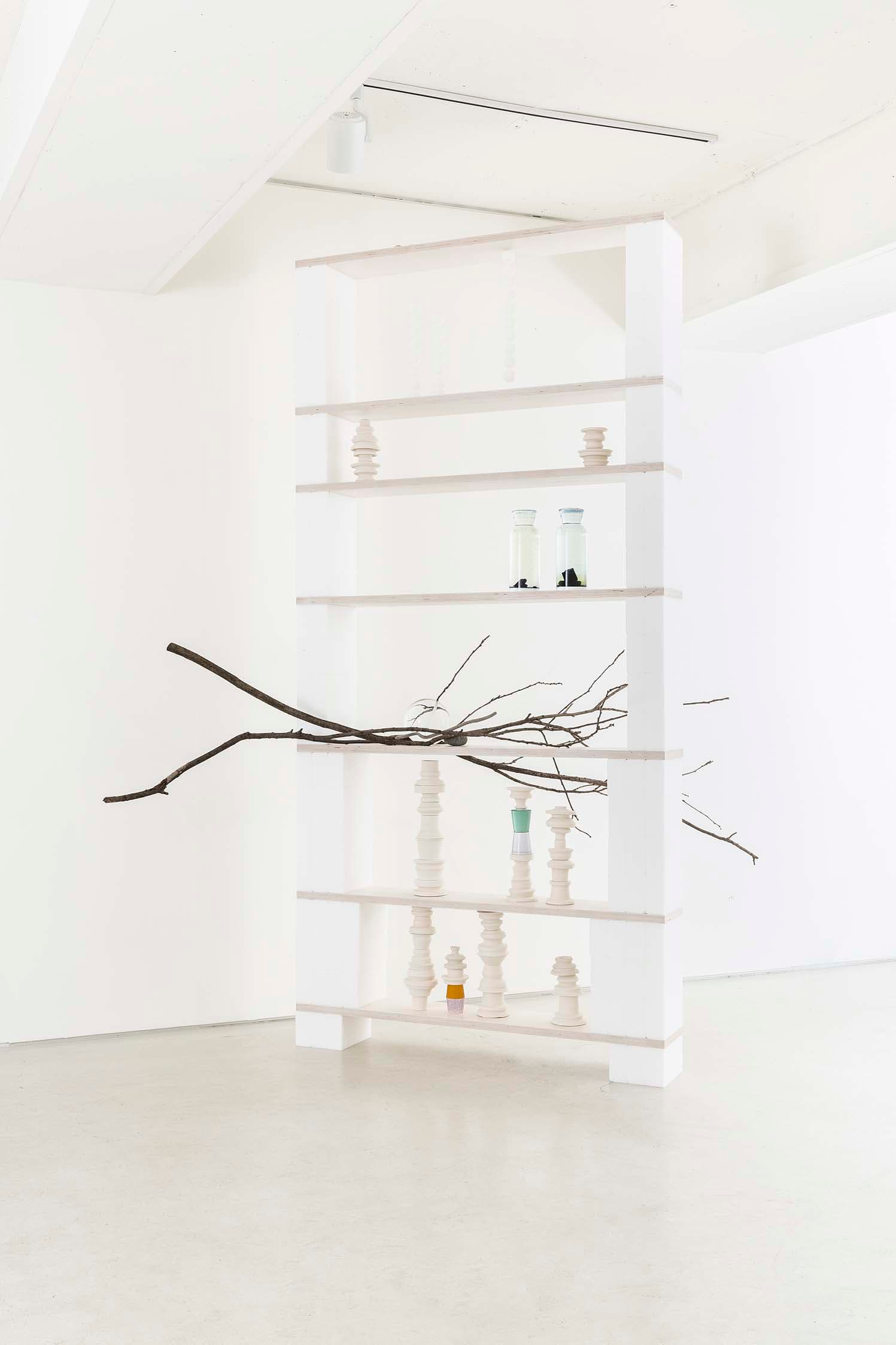 Oh You Kyeong, Pagoda of BARAM, 2017, salt, wood, clay, ping-pong balls, glass, stone, dimension variable