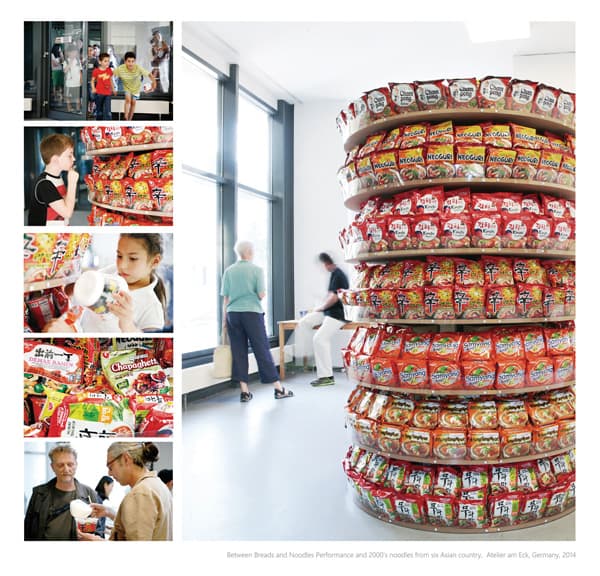 ⓒ김인숙, Between Breads and Noodles 2,000's noodles from Six Asian country, Installation View, Atelier am Eck, Germany, 2014