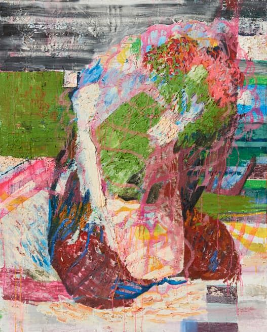 Qwon Sunwang, 공간으로 들어오는 꽃병 Vase coming into the space, 2007, oil and acrylic on panel, 162.5 x 130 cm