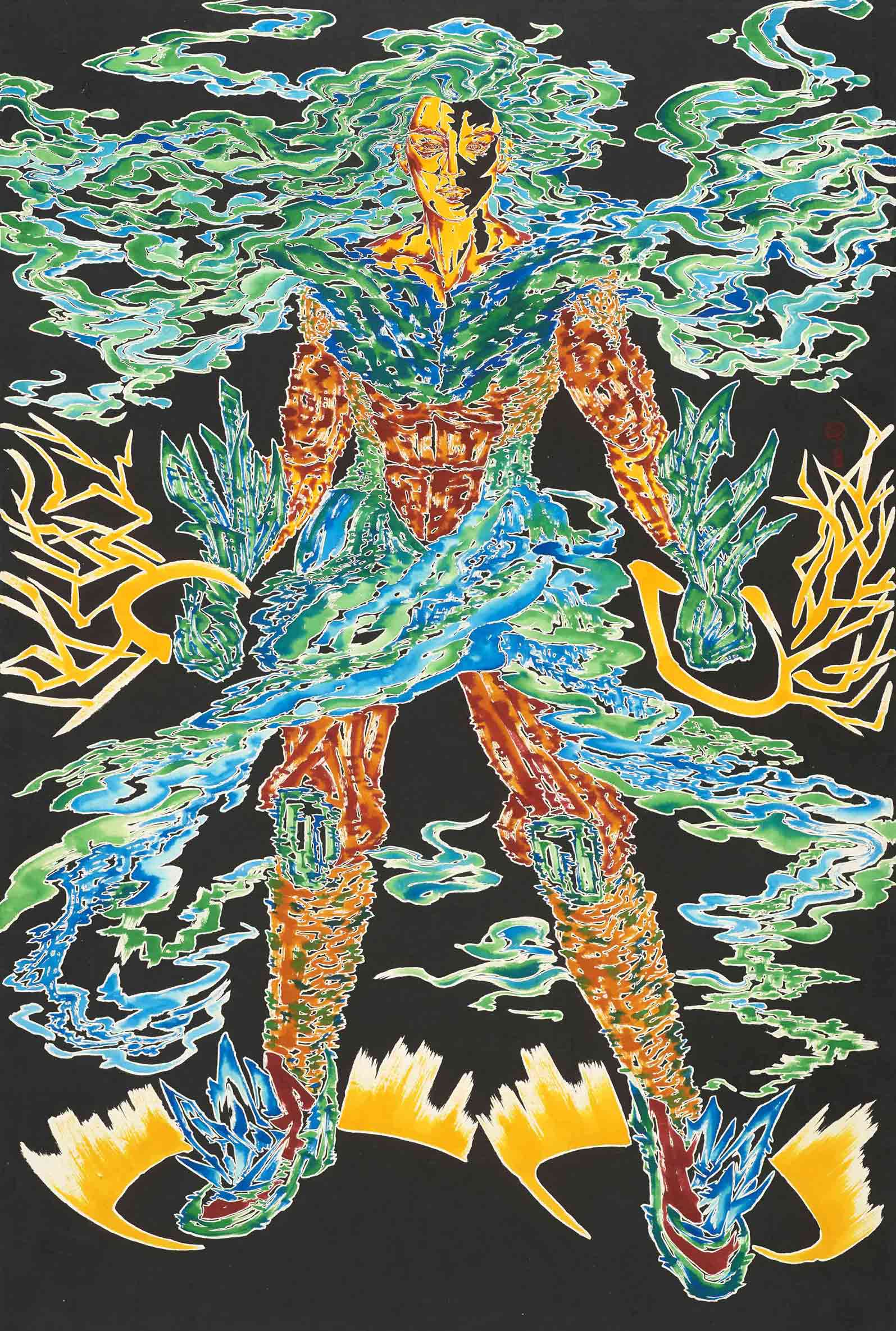 Donghyun Son, Wildfire, 종이에 먹과 잉크  ink on paper, 194x130cm(212x130cm), 2019-2020