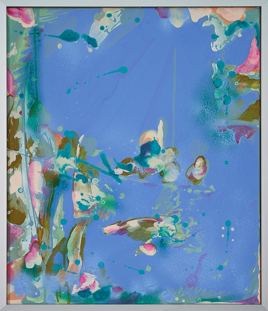 Are they coming yet_, 2020 acrylic, paint and spray paint on canvas 53.5x45.5cm