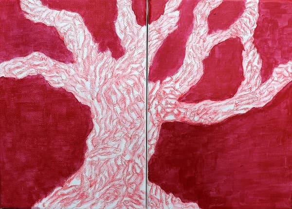 이혜영, <일상적 나무>, Color pencil, acrylic on canvas, 22.7×31.6cm, 2018 ⓒ이혜영