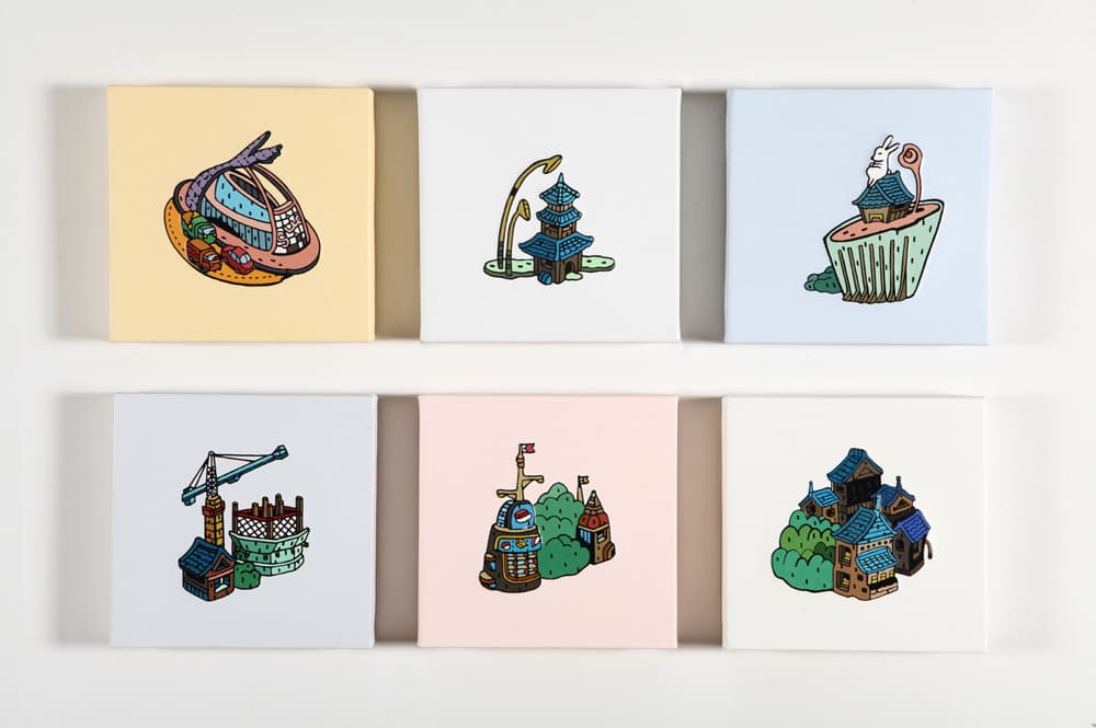 이언정__City ro, City tio, City min, Citykk, City cho, City ring__종이 위에 실크스크린 & 엠보싱 판화_15x15(6ea)_2012,2013_10editions