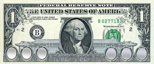 최세진, Won-Dollar, 61×81cm, 미화 1달러 지폐 위에 리소그래피, 실크스크린, 아크릴릭, 2014