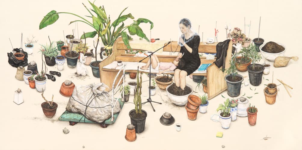 이진주, 이진주 오목한 노래 120x240cm Korean paint on Linen 2017