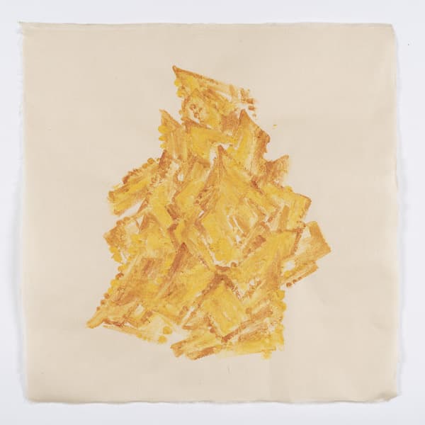김지평_괴석도_48x48_한지에 석채(황, orpiment) 2019