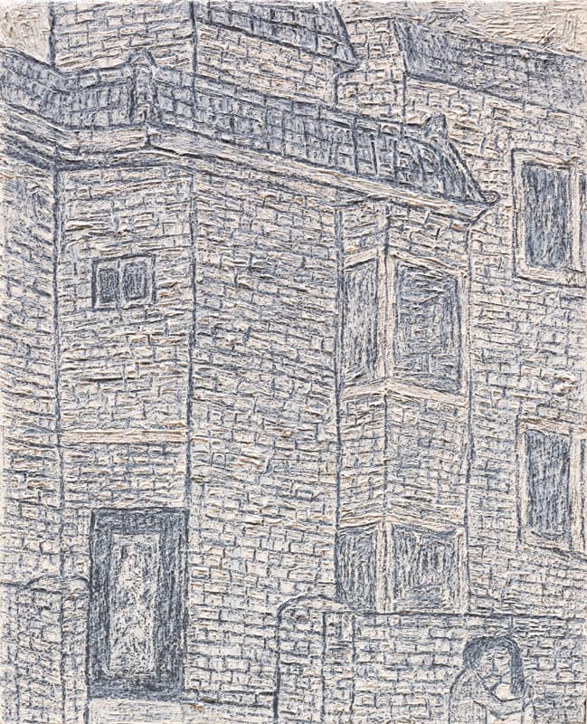 문성식 <그저 그런 풍경: 그저 그런 사랑> 2018 캔버스에 유화, 연필 24 x 19 cm Courtesy of the artist and Kukje Gallery 사진: 박동석 이미지 제공: 국제갤러리