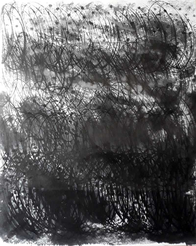 황현숙, Black grape 2019 Ink on Korean paper 162×130cm