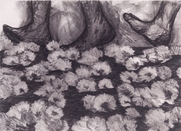 허윤희, 먼길을 가다 Going Far Away, Charcoal on paper, 80×110cm, 2015