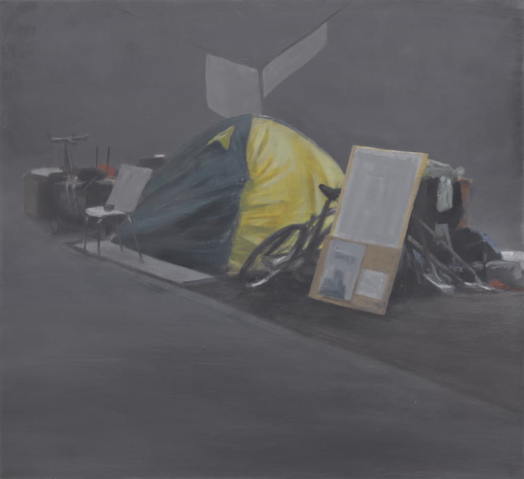 팀 아이텔, 무제(시위), 2009, 판지에 유채, 27.9x30.5cm