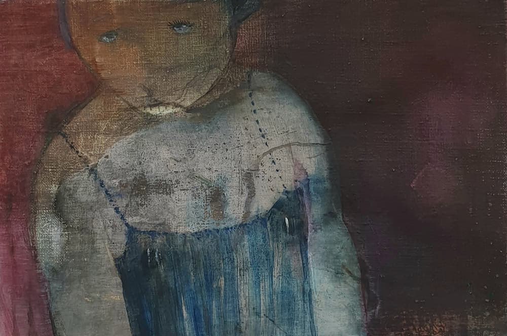 이순주, 〈낯가림〉, 1996-2022. 캔버스에 혼합재료, 27.5 x 41 cm