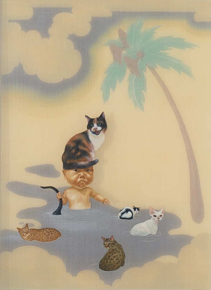 이지영, 오아시스 비단과 장지에 채색 80x70cm 2009