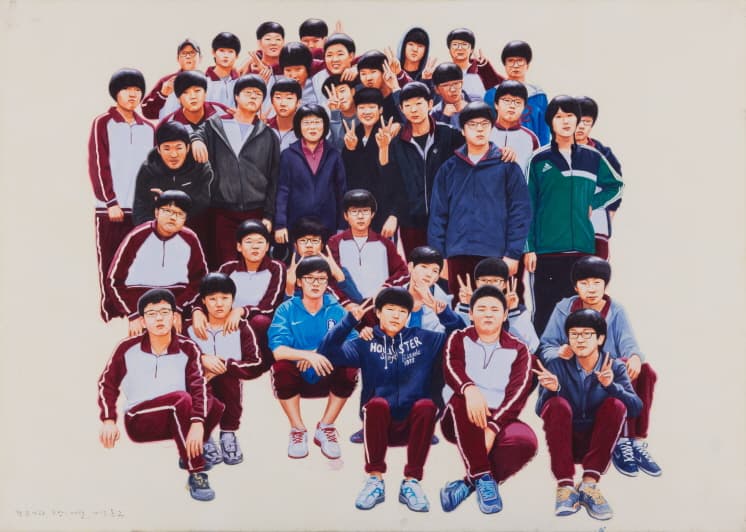 이종구, 학교 가자, 2반 – 세월 2017 한지에 아크릴릭 65x91cm