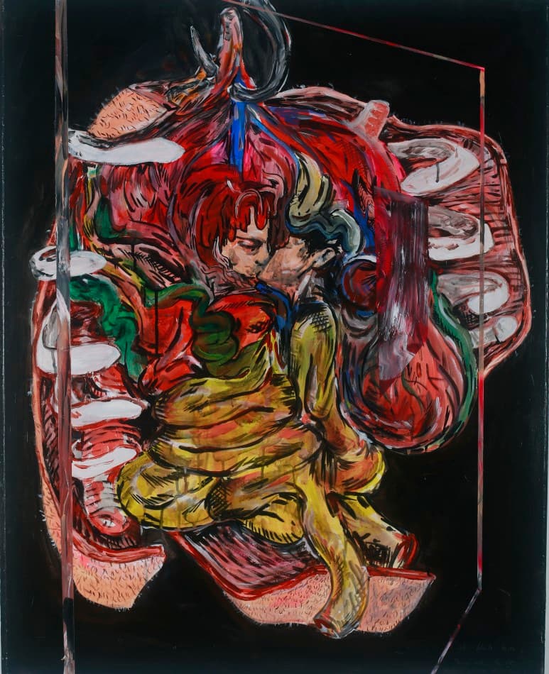 서찬석, the black kiss_acrylic on paper_80.3x100cm_2017