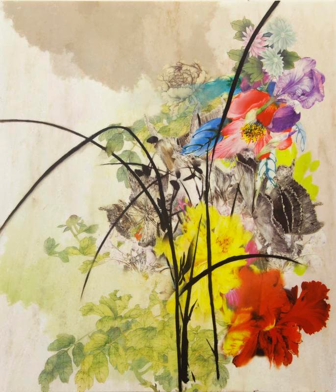 코디최, Noblesse Hybridige #19511A, 2019, Oil, cashew paint, digital print on artificial marble, 103.7 x 89.7 cm. Courtesy of the artist & PKM Gallery.
