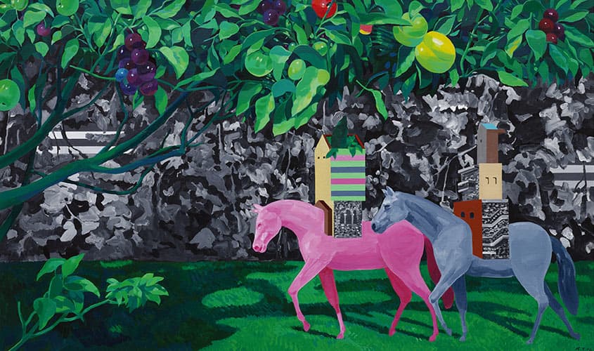 움직이는 집-마당, 90x150cm, acrylic on canvas, 2015