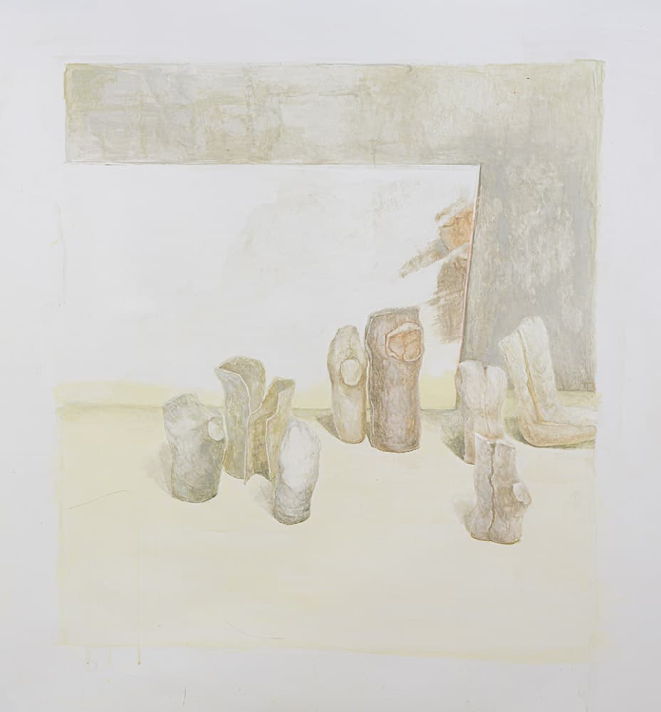 이해민선_덜 굳은 사물 Incomplete objects_150×140cm_종이위에 아크릴_2023
