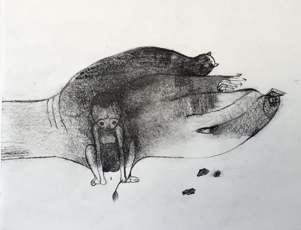 이순주, 손아귀, 종이/ 연필, 35x25, 2016