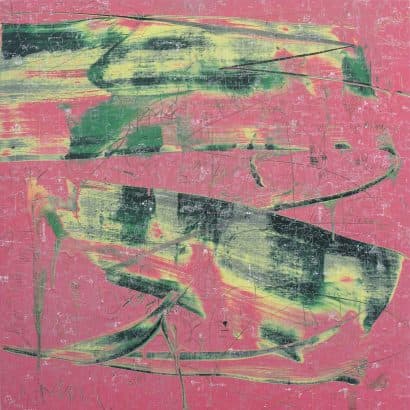 홍정우, 감정의 무게 2017-1, 100x100cm, 캔버스위 아크릴, 중성펜 드로잉 & 긁기, 2017
