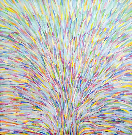 이진아_차가운 공기_장지에 채색 호분_140x140cm_2018