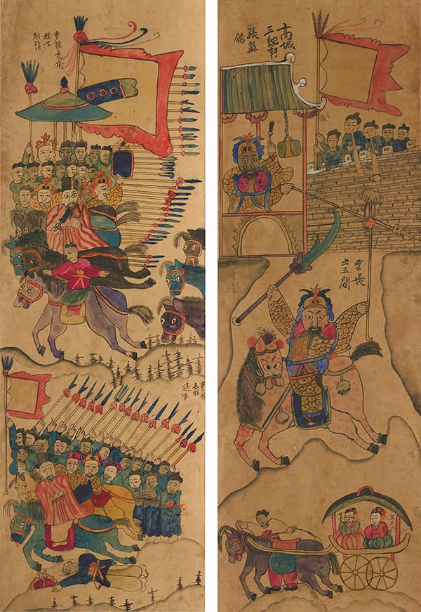 삼국지도 8폭 중 2폭, 三國志圖, Records of the Three Kingdoms 20세기 전반, 종이에 채색, 101×37cm(8)