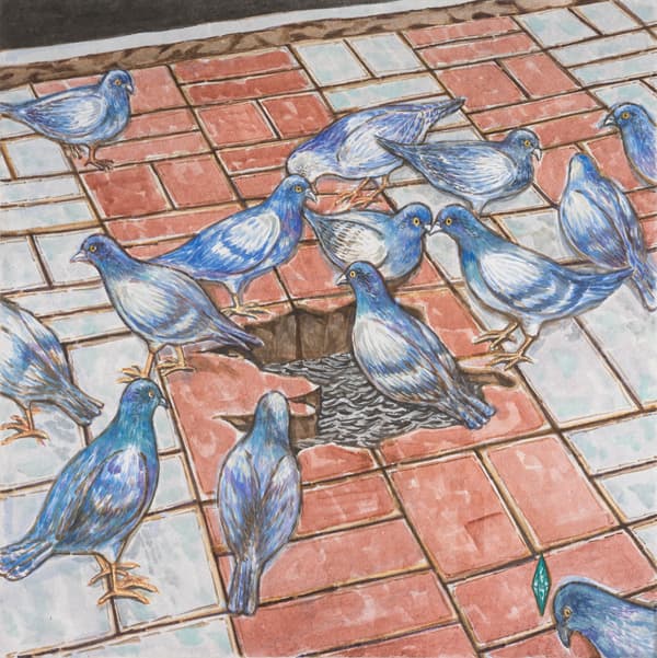 조민아, 응시하기(Stare at)-3  장지에 채색  72×72㎝  2018