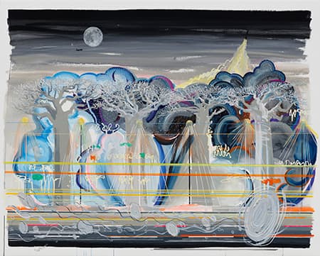 정진_Blue moon_종이에 아크릴채색_80×100cm_2018