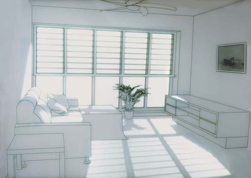 황선태, 화분이 있는 창문, 2011, 강화유리에 전사, 샌딩, 형광조명, 102x142x8cm, 28.4kg, 국립현대미술관 미술은행 소장