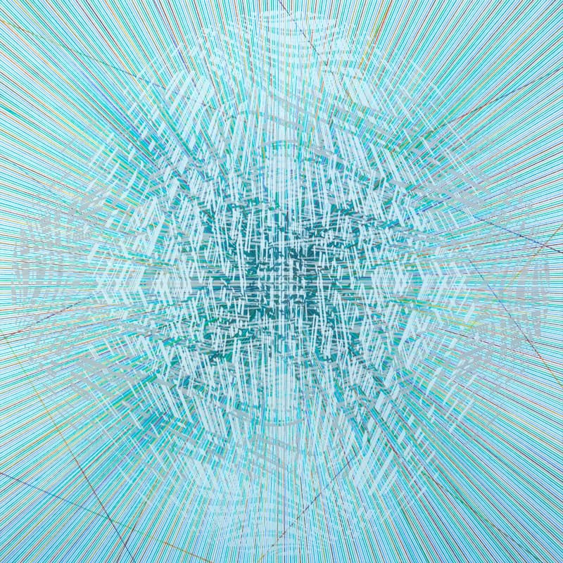 지근욱, 결합하는 구 0030, 2019, 캔버스에 색연필, 아크릴릭, 64x64cm