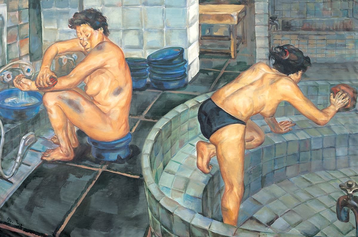 방정아, 급한 목욕, 145*97cm, 캔버스에 아크릴, 1994