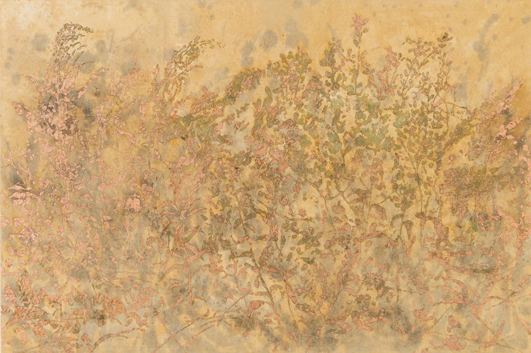 조현수 Hyeonsu Jo, Thicket 8, 2026, Copper leaf on Korean paper, 60.6 x 90.9cm