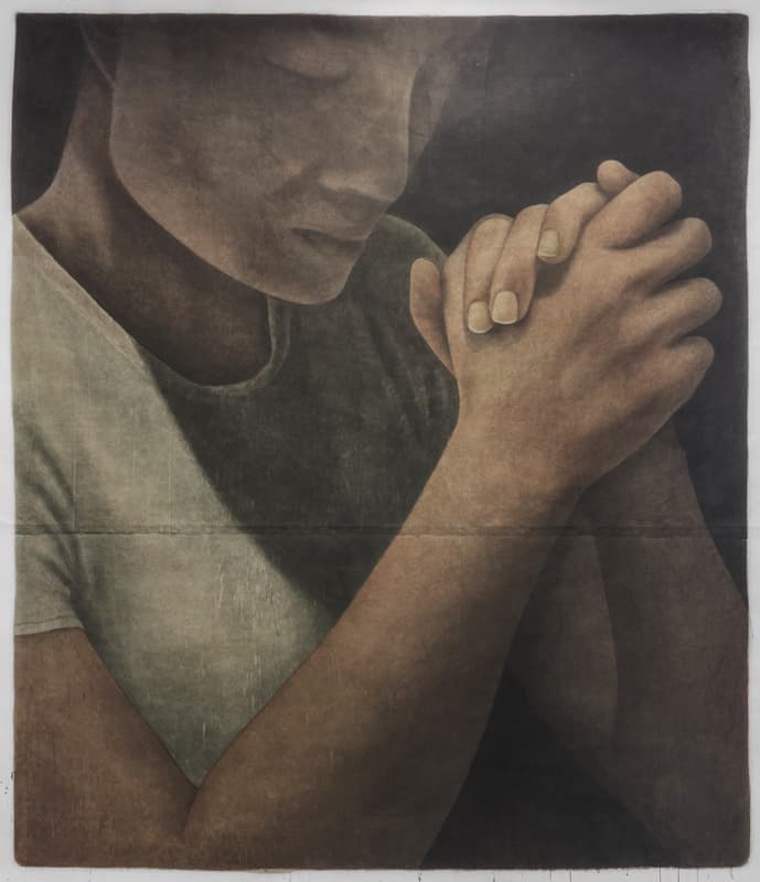 양유연_기도하는 사람_장지에 아크릴_248×212cm_2018