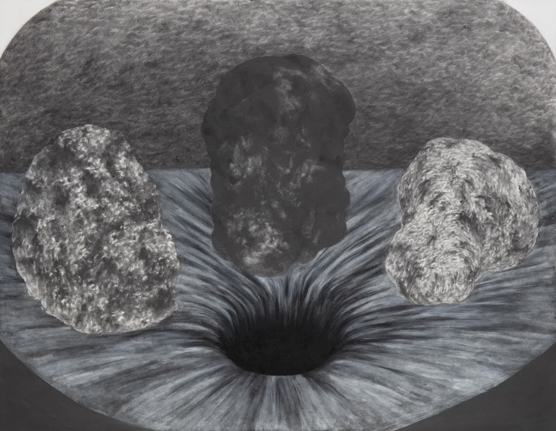 유진영_들지도 나지도 않는 구멍_장지에 흑연과 호분_91.0x116.8(cm)_2019