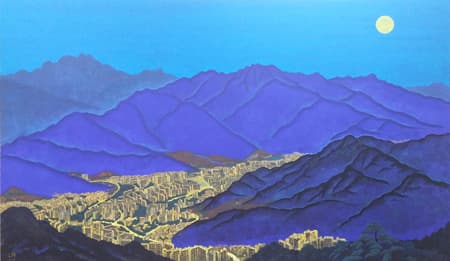 조풍류_상계동_캔버스천에 호분, 분채,석채,금니_140x240cm_2016