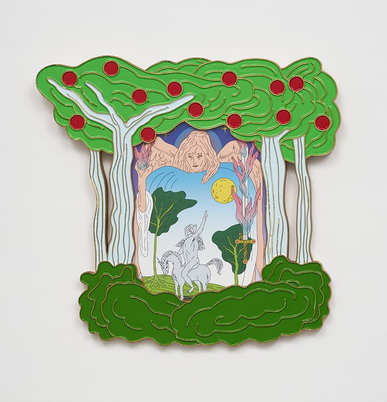 김한샘 Han Saem Kim < 신에게 반역을 꾀하는 천사 > 42.6 x 41.6 x 0.6 cm pigment print, ename, foamex, 2018 ⓒ디스위켄드룸 제공