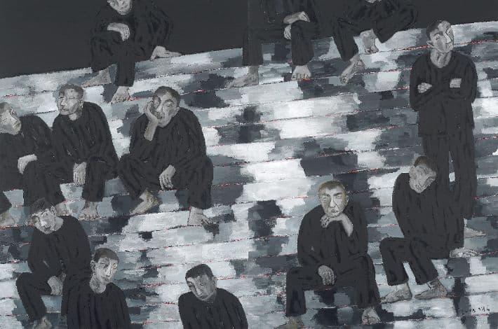 흐르지 않는 강, 캔버스에 아크릴, 259x388cm, 2018