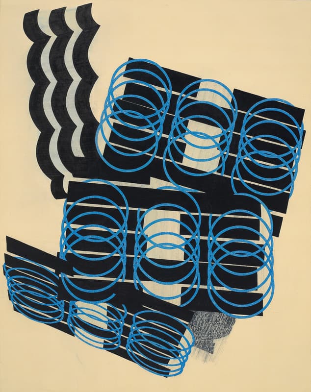 송윤주, 흐름(流) 한지에 먹, 안료, 스크래치 90.9×72.7cm 2017