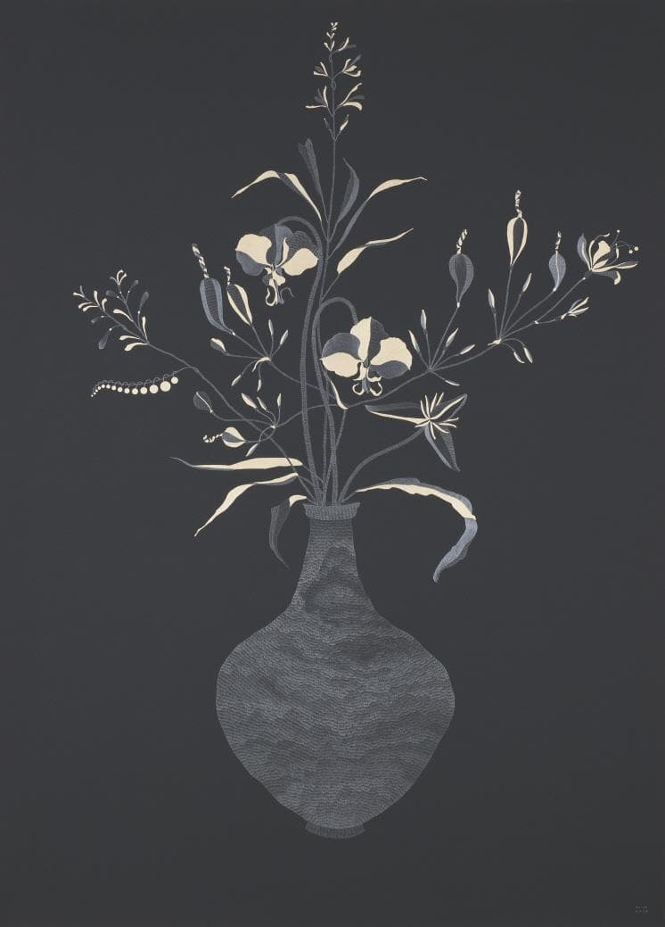 Youngseok Cha. Something_p-11, 2016. Pencil and gold colour pen on black paper, 108.5 x 78.5 cm