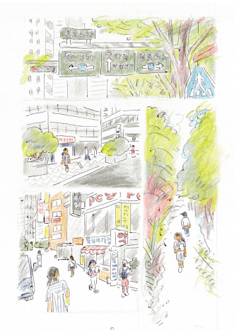 안유진_덕수궁 여름 산책_색연필,볼펜_21x15cm_2018