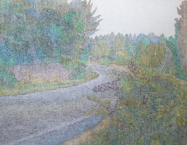 설진화, Buen Camino, Gonzar (시간의 벽 너머 어딘가) 순지에 채색, 112x145cm, 2017